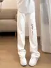 Jeans de Pierna Ancha con Estampado de Rayos para Hombre, Nuevo Estilo High Street Americano Primavera y Otoño 2025, Pantalones Casuales de Pierna Recta para Hombre