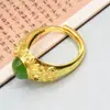 Anillo de Cabujón de Jade Hetian Natural 1002 Nuevo Estilo Chino Estilo Étnico Retro Selección de Diversidad al por Mayor
