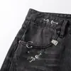 Pantalones Vaqueros Rectos Lavados Vintage Punk para Hombre, Marca de Moda con Diseño de Salpicaduras, Perforación Metálica, Pantalones de Pierna Ancha Únicos