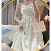 Traje de vestido floral suave de longitud media para mujer, nuevo cárdigan fino de verano con protección solar, dulce falda de tirantes
