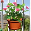 Soporte para flores de barandal de balcón, estante de pared de hierro forjado, ajustable, instalación sin taladro, soporte para macetas de barandal