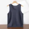 2025 Nuevo Estilo Cuello en U Liso Cachemir Hombres Chaleco de Punto Sin Mangas Ropa Interior Cómodo Agradable a la Piel Jersey