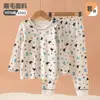 [Venta de Liquidación] Conjunto de ropa de otoño de cuello redondo para bebé, ropa interior térmica sin costuras para otoño, ropa de estar y pijamas unisex para niños