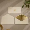 Sobre forrado en oro, juego de sobres para tarjetas de felicitación color beige, invitación tipo postal, pegatinas metálicas, sobre manuscrito estampado en oro