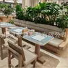 Tienda de Té de Leche para Snacks Combinación de Mesa y Silla de Madera Maciza Cabina de Casa de Té Sofá Mesa y Silla de Pared para Restaurante Cabina Silla de Cafetería