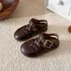 Sandalias Romanas Caladas para Niños 2026 Verano Nuevos Zapatos de Suela Gruesa Estilo Coreano para Niñas Zapatos de Playa de Punta Cerrada de Moda para Niños