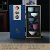 Cinco Hornos Famosos Juego de Té Kung Fu Taza de Té de Cerámica para Maestro Caja de Regalo Recuerdo Regalo Cinco Hornos Famosos Historias Culturales