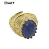 WT-R456 Anillo Distintivo Set de Montura Galvanizado en Oro Real de 18K con Anillo para Mujer Piedra Semipreciosa Natural Joyería de Venta Caliente