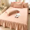 2026 Nuevo Modelo Falda de Cama Individual Algodón Lavado Color Sólido Clase A Pieza Única