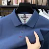 Nova Camisa Polo Masculina de Algodão Puro com Manga Longa Outono 2026, Versátil Cor Sólida Casual de Negócios para Homens de Meia-Idade com Gola Reversível