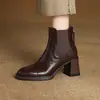 Botines Chelsea Retro de Punta Redonda para Mujer 2026 Temperamento Modernos Otoño/Invierno Plataforma de Tacón Grueso Tacón Alto Botas Ajustadas Elásticas Botines Cortos