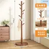 Perchero de Madera Maciza de Pie para Dormitorio, Perchero Vertical para Ropa de Hogar, Barra para Colgar Ropa, Estante Simple de Almacenamiento para Interiores con Bolsa