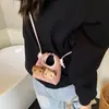 Bolsa Infantil Outono e Inverno Nova Gatinho Fofo Mini Bolsa Meia Lua Estampada Bolinhas Veludo Mini Bolsa Transversal Porta-Moedas