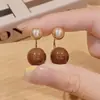 Pendientes Exquisitos Ancora Red Elegantes, Suaves, Estilo Retro, Color Café Maillard, Estilo Palacio, Adecuados para el Año Nuevo