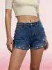Pantalones Cortos de Mezclilla para Mujer Ajustados Sexy Rasgados con Flecos Estilo de Exportación Europeo y Americano Más Vendidos Directamente de Fábrica