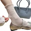 Calcetines de Verano Estilo Kt Cat Antideslizantes Cómodos Transpirables con Encaje y Volantes con Colgante de Dibujos Animados Calcetines de Media Pantorrilla Lindos para Niñas Estilo Japonés