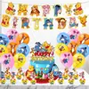 Nova Decoração de Festa Temática do Ursinho Pooh Bandeira de Aniversário Infantil Inserção para Bolo Conjunto de Balões