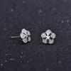 Qiao Lanxuan Celebridad de Internet Explosiones Pendientes de Circonita Microincrustada Pin de Plata 925 para Mujer Pendientes Elegantes Dulces Flores Pequeñas y Exquisitas