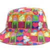 Sombrero de Pescador Personalizado de Fábrica con Estampado Completo de Dibujos Animados Cuadros de Colores Sublimación Casual Protección Solar Sombrero Cubo Sombrero Creativo de Moda