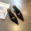 Mules de Tacón Alto Punta Fina Estilo Francés Zapatillas Destalonadas para Mujer 2026 Verano Nuevos Malla Encaje Tacones Altos Elegantes