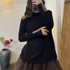 Top térmico de manga larga con botones, color liso estampado y patchwork de estilo étnico, elegante y cálido para otoño, cómodo para usar como capa interior o exterior