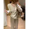 Tejido de Punto Rojo con Cuello en V para Año Nuevo para Mujer, Tejido Suave y Sedoso, Top Interior Casual Estilo Perezoso Otoño e Invierno, Mangas Largas Base Estilo Coreano