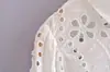 Ahora 2025 estilo europeo y americano para mujer nueva camisa blanca de manga larga con bordado hueco 5474