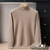 Nuevo suéter 100% cachemira pura para hombre, cuello alto, color liso, tejido de cachemira versátil, adecuado para hombres jóvenes y de mediana edad