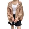 Ropa de protección solar de gran tamaño para mujer, de verano, de seda helada en 3 colores, hilo ligero, secado rápido, color sólido, con capucha y protección UV.