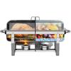 Fogão de Jantar de Aço Inoxidável Transfronteiriço Fogão de Buffet de Hotel Retangular Dobrável com Tampa Articulada Fogão de Buffet Isolado Comercial
