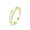Anel de linha dupla simples japonês e coreano com micro diamantes em prata de lei 925 anel feminino temperamento celebridade da internet estilo ins joia presente