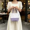 Bolsa de Almoço Artística e Fofa Estilo Coreano para Estudantes e Trabalhadores de Escritório, Bolsa Tote de Lona com Patchwork Floral de Grande Capacidade para Mulheres