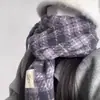 Bufanda Nueva para Mujer Invierno Estilo Japonés y Coreano Combinación Total Cuadros Cálida Engrosada Bufanda para Pareja Estudiante Moderna Sensación de Alta Gama Chal