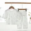 Conjunto Infantil de Manga Curta para Bebê, Tipo A, Roupa para Ar Condicionado de Manga 7/8, Calça que Protege a Barriga, Pijama para Bebê, Classificação de Segurança Tipo A