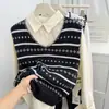 Chaleco de Punto con Rayas de Albaricoque, Cuello en V, Capas, para Mujer, Otoño 2026, Top Súper Elegante y Juvenil