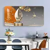 Colgante de pared para influencers decoración horizontal de lujo ligero pintura de porcelana de cristal reloj sala de estar reloj moderno reloj de pared para el hogar pintura decorativa hogar
