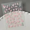 Pintura al Óleo Sakura Pegatinas para Uñas con Relieve de Rosa 3D Impermeables Estilo Chino Pegatinas para Uñas con Relieve de Crisantemo Modelo Sl