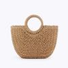 Bolsa de Palha Simples Tecida à Mão Estilo Floresta, Bolsa Tecida Casual de Cor Sólida Feita à Mão, Bolsa Feminina para Sessão de Fotos na Praia de Verão, Tamanho Grande