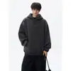 Chaqueta estilo americano, con estampado de letras, lavado a la arena, hombros caídos, moderna, sudadera con capucha bordada de peso pesado, sudadera con capucha de otoño para hombre