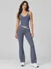 Cross-Border High-Waisted Sports Suit for Women, Color-Blocked Backless Tight-Fitting Yoga Flared Pants Set, Fitness Yoga Outfit
