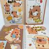 Capibara A5 Estampado en Caliente Tarjeta Superficie Cuaderno de Espiral Oso de Café Cobaya de Agua Línea Horizontal Cuaderno Nota Papelería Premios