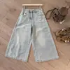 Jeans de Mezclilla Lavada Primavera 2026 Estilo Coreano Suave Sencillo Versátil Adelgazantes de Pierna Recta Pantalones Acampanados Cortos para Mujer