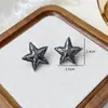Pendientes de Estrella Metálicos de Dos Colores Retro de Diseño de Moda Europeo y Americano 2025 Pendientes Elegantes y con Estilo de Estrella de Cinco Puntas