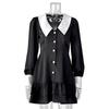 Temperamento elegante estilo doce moda feminina transfronteiriça europeia e americana combinação de cores lapela botão vestido primavera 2025 novo