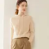 Sudadera con capucha de punto estilo coreano, tejido acanalado, suelta, adelgazante, para otoño e invierno, engrosada, cálida, de cachemira, para mujer