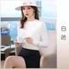 Branco Elegante Slim Imitação Cashmere Base Camisa Feminina Outer Wear Outono Novo Terno com Stretch V-Neck Imitação Top