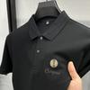 Camisa Polo Bordada de Manga Corta con Cuello de Solapa para Hombre Verano 2025 100% Algodón Camiseta Casual de Negocios Camiseta de Algodón Mercerizado