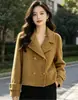 Novo Casaco de Lã Dupla Face Outono/Inverno 2026 Feminino Estilo Curto Gola Estilo Pequeno Cheiro Espessado Tamanho Petite Casaco de Lã