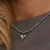 Moda Transfronteiriça Europeia e Americana Colar Simples em Forma de Coração com Pérola de Imitação Versátil Feito à Mão com Miçangas Corrente para Clavícula Acessórios Atacado