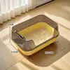 Caixa de areia para gatos grande semi-fechada com grade alta, vaso sanitário para gatos domésticos com tapete para patas, anti-respingo, odor, suprimentos para animais de estimação atacado
